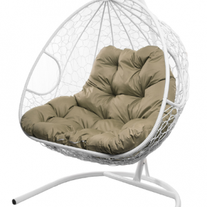 Подвесное кресло с ротангом ''Для Двоих'' Белое